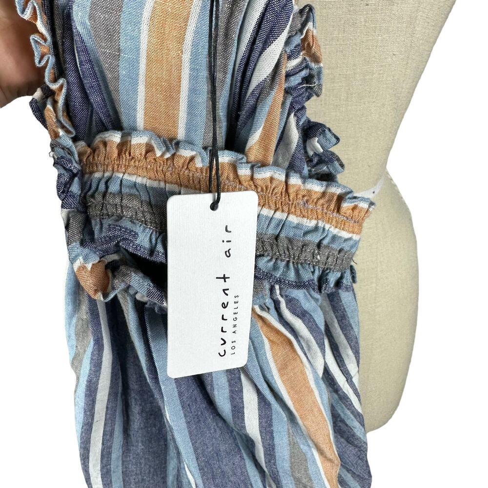 SALE 🌞New CURRENT AIR Halter Striped Ruffle Trapeze Linen Blend Tank Top Size 12 - Picture 5 of 6
